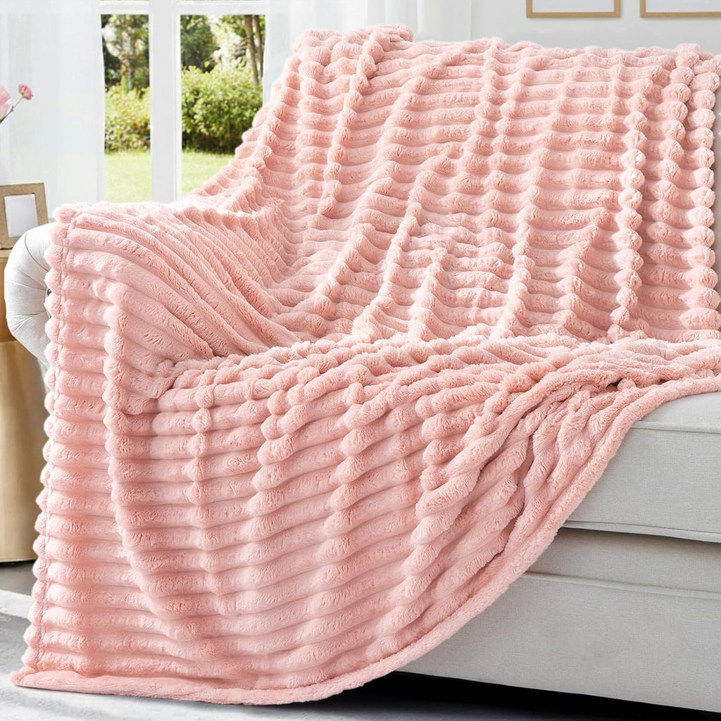 Cozy Fluffy Plush Blanket: Pink