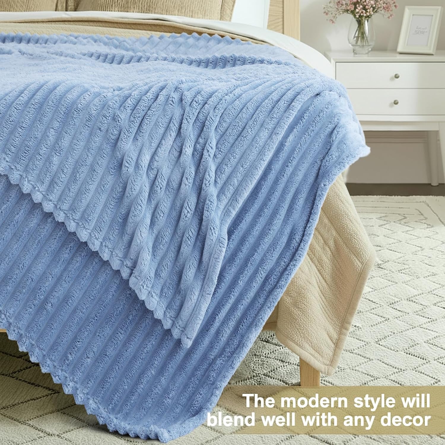 Cozy Fluffy Plush Blanket: Blue Grey