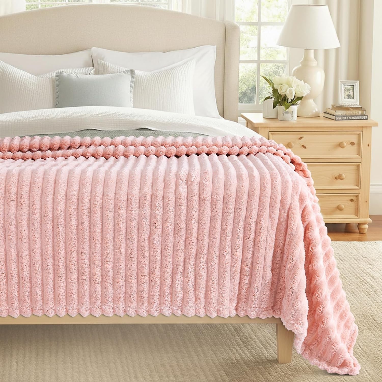 Cozy Fluffy Plush Blanket: Pink