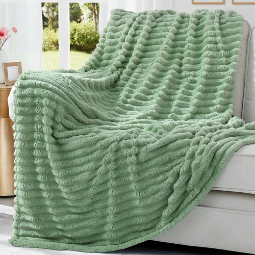 Cozy Fluffy Plush Blanket: Sage