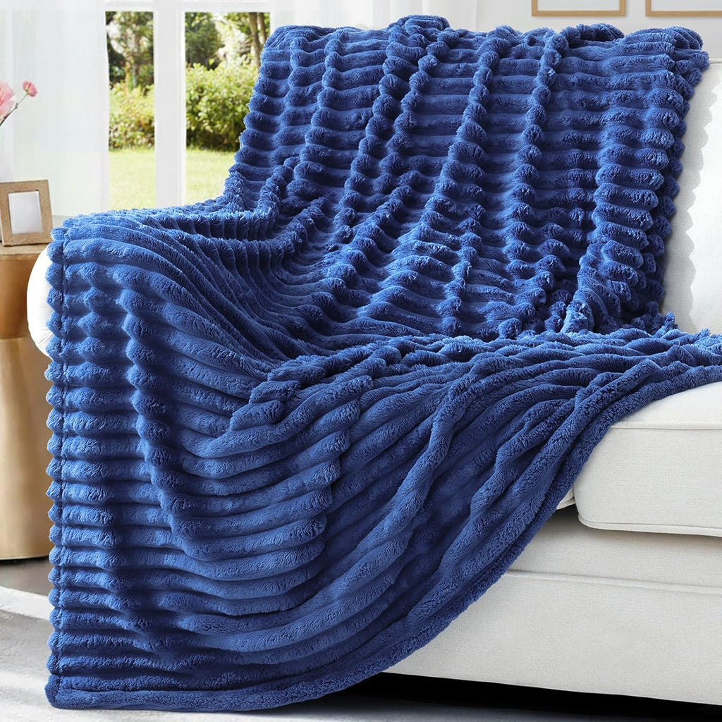 Cozy Fluffy Plush Blanket: Blue