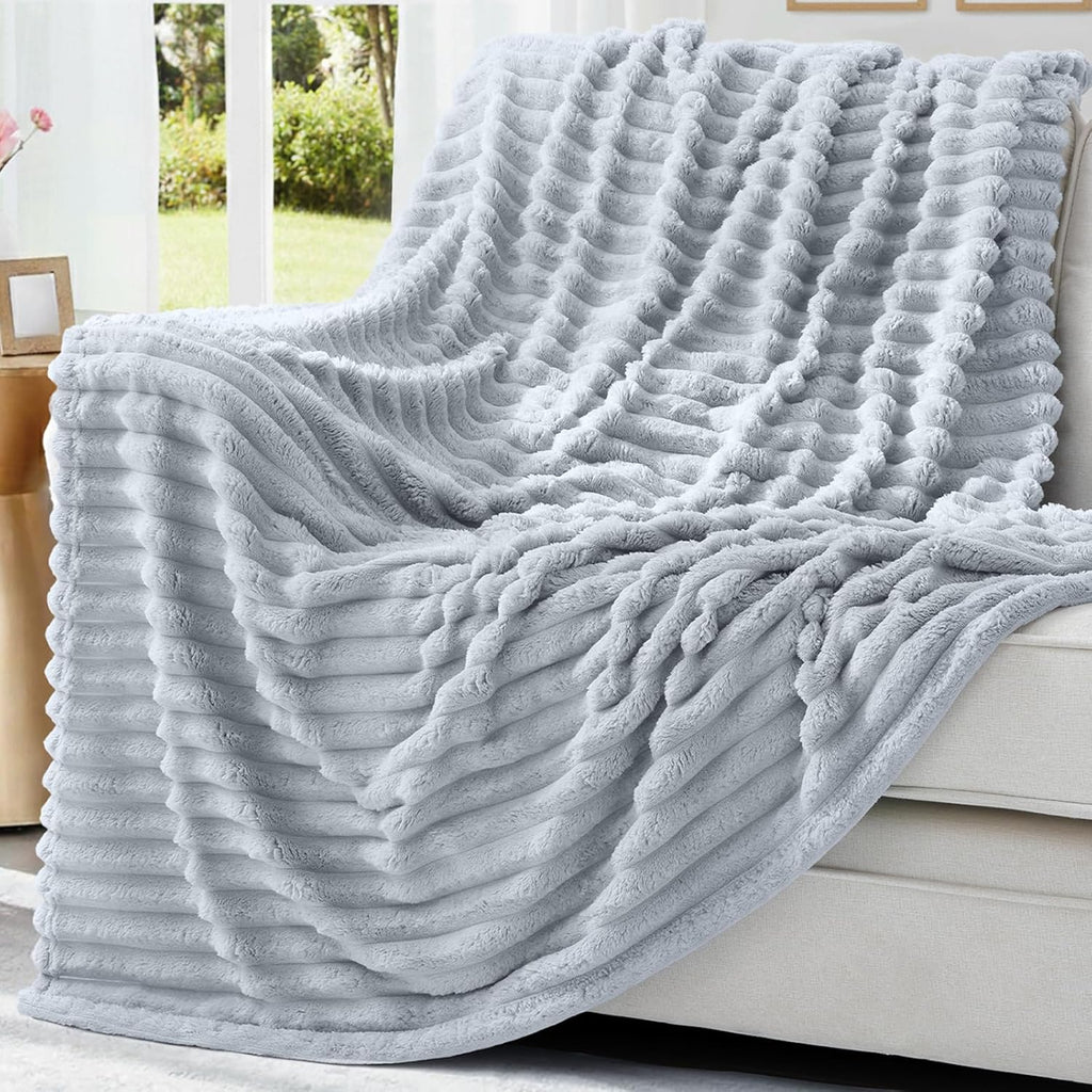 Cozy Fluffy Plush Blanket: Grey
