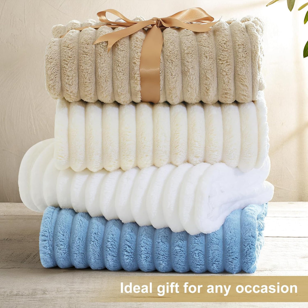 Cozy Fluffy Plush Blanket: Light Blue