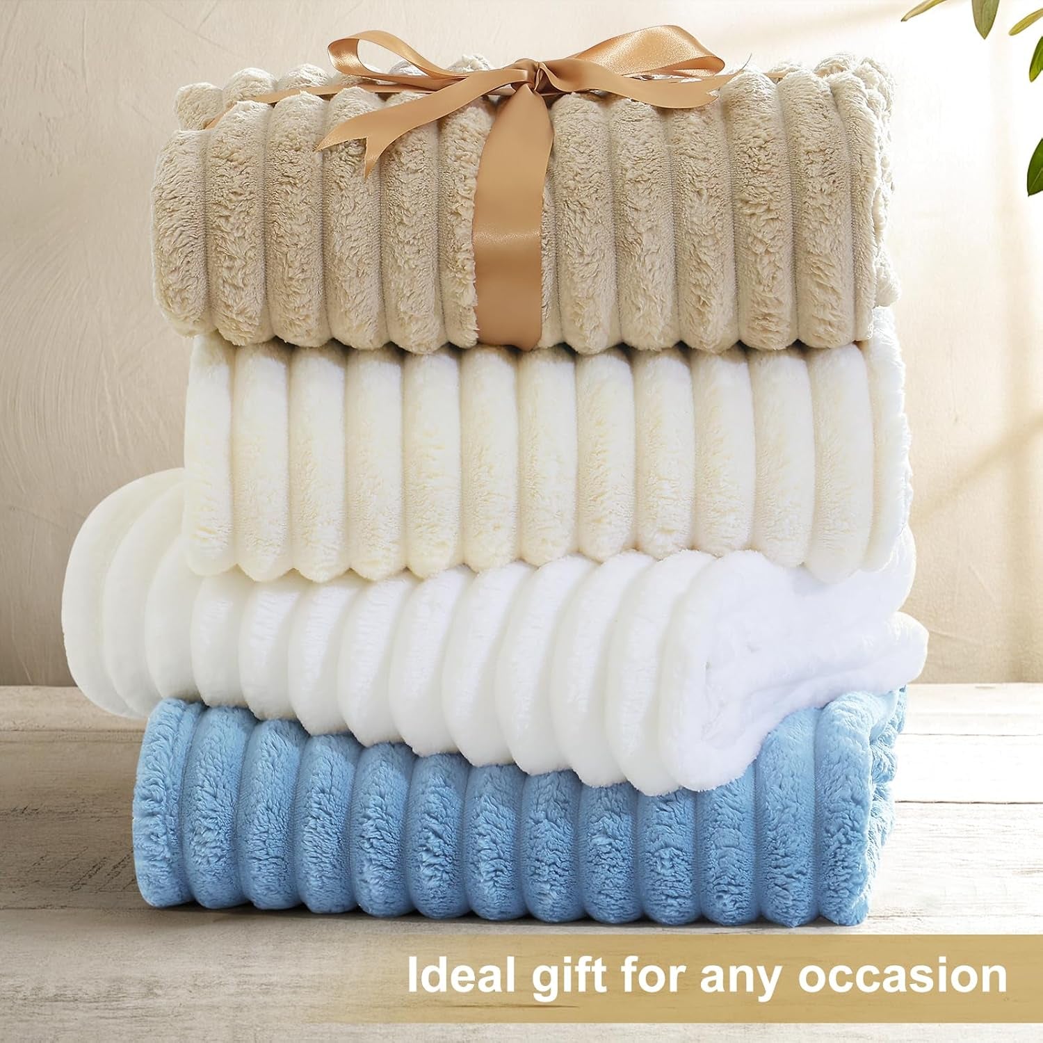 Cozy Fluffy Plush Blanket: Light Blue