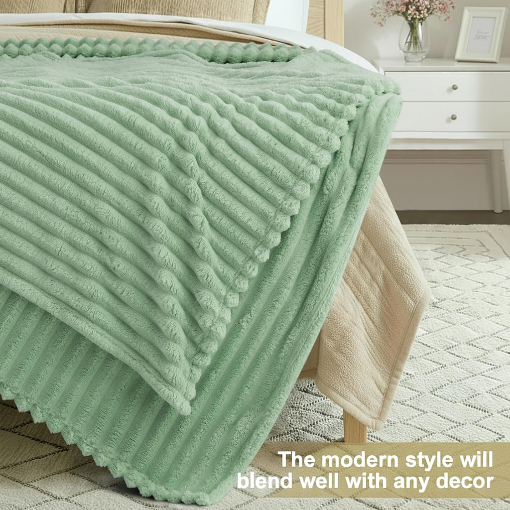 Cozy Fluffy Plush Blanket: Sage