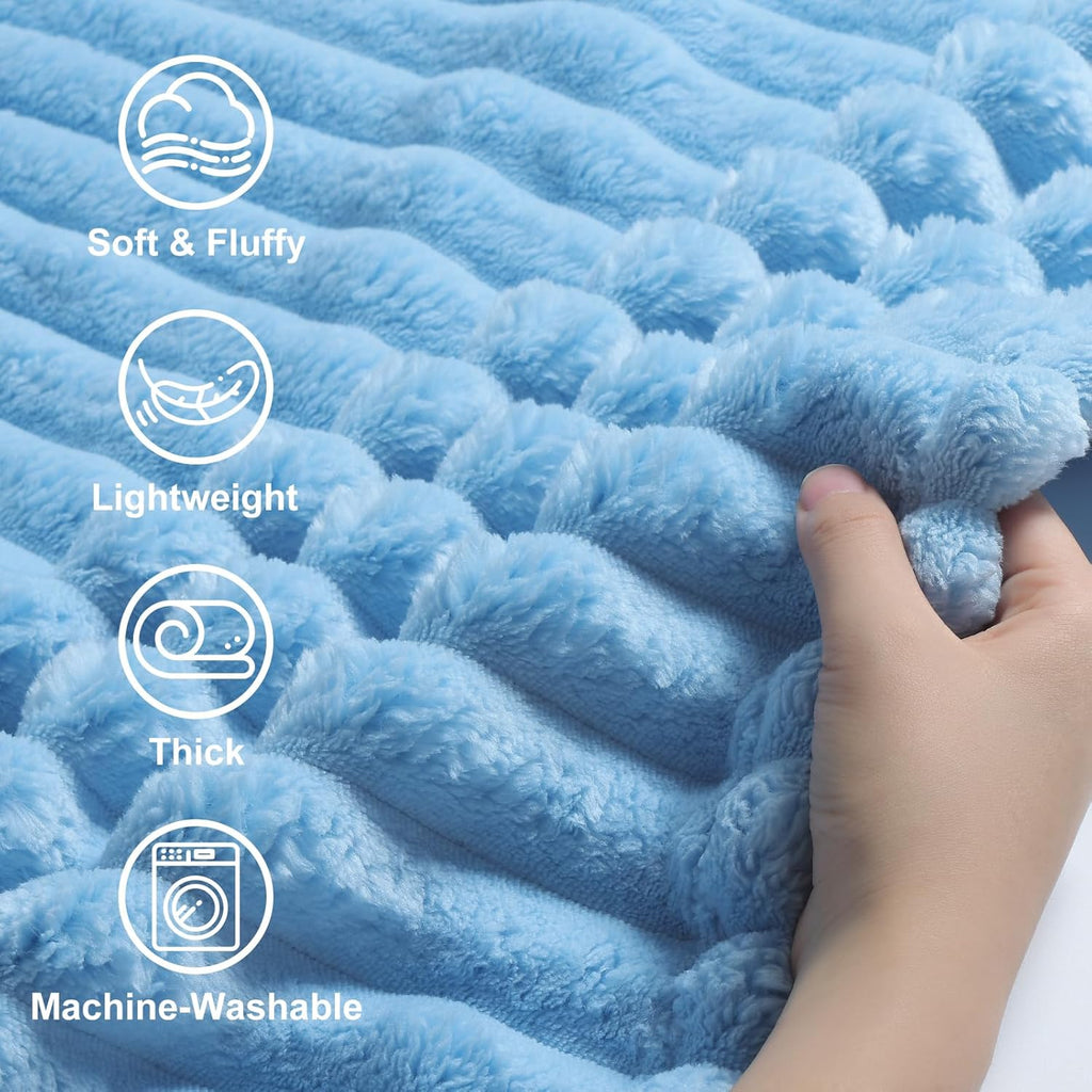 Cozy Fluffy Plush Blanket: Light Blue