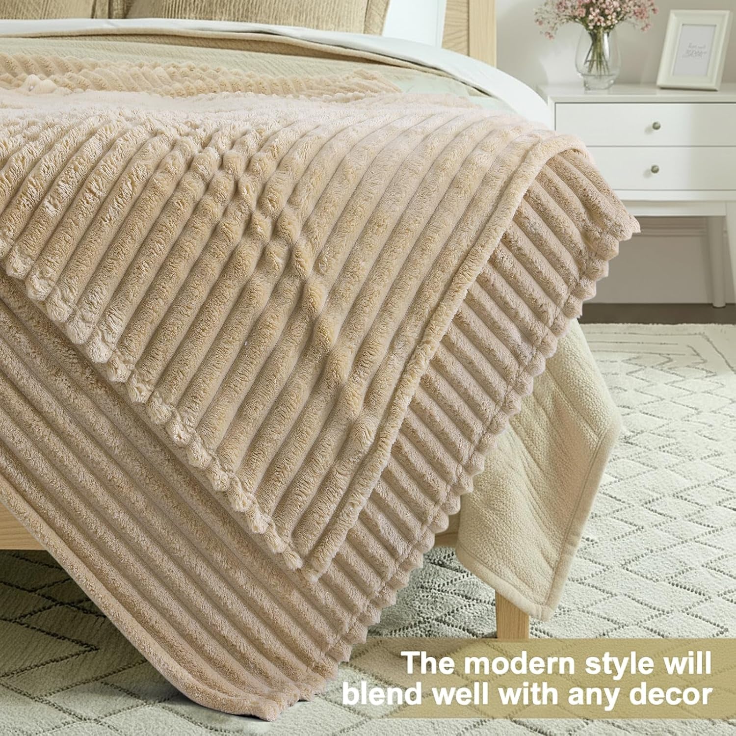Cozy Fluffy Plush Blanket: Light Brown
