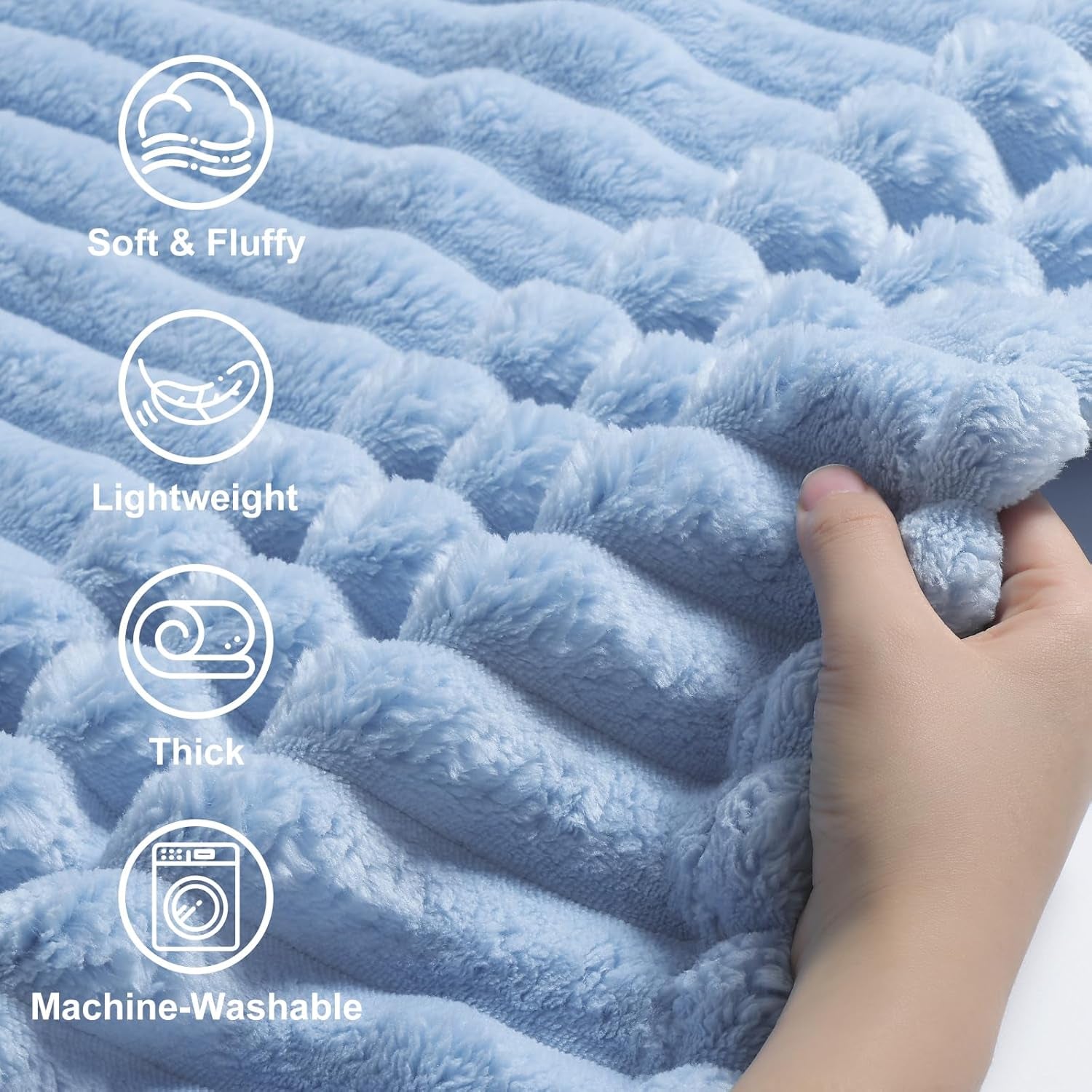 Cozy Fluffy Plush Blanket: Blue Grey