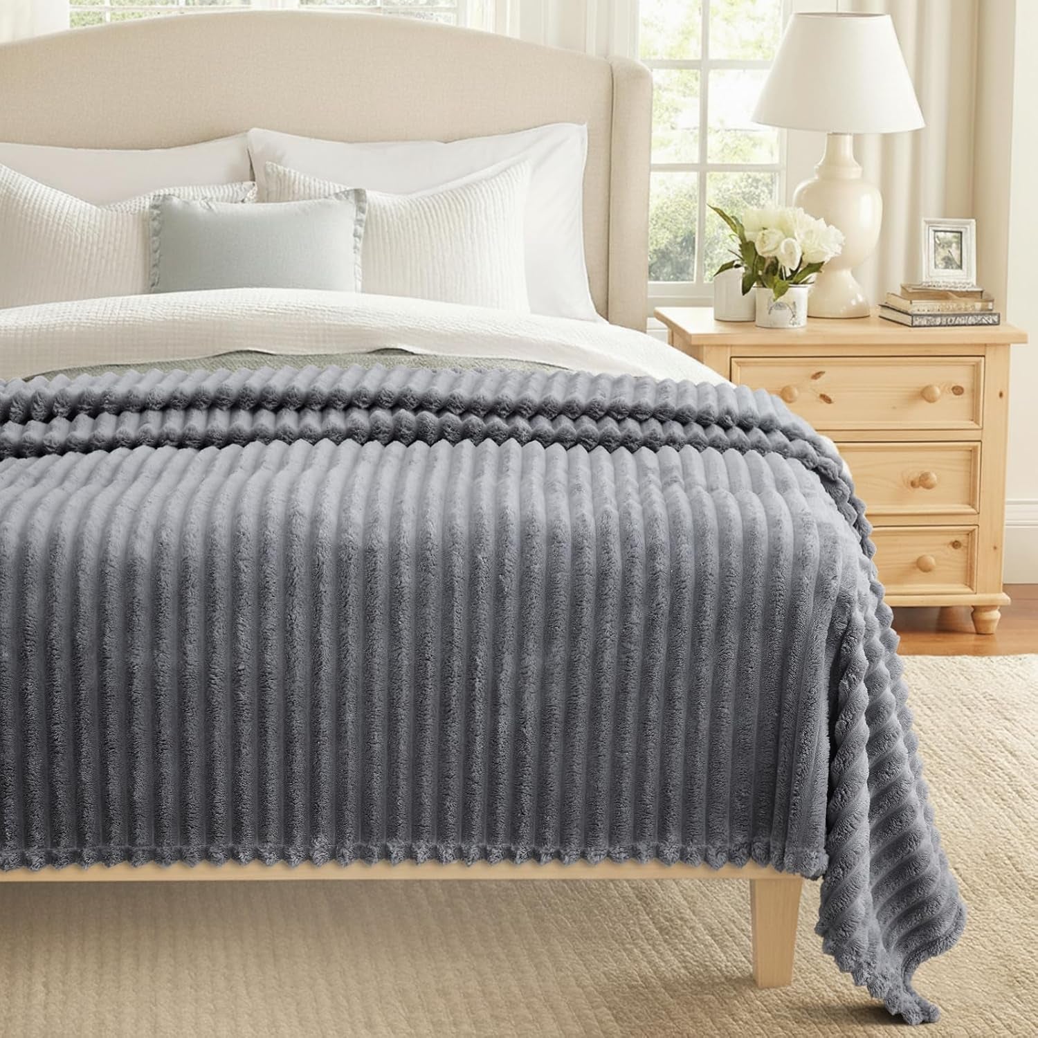 Cozy Fluffy Plush Blanket: Dark Grey