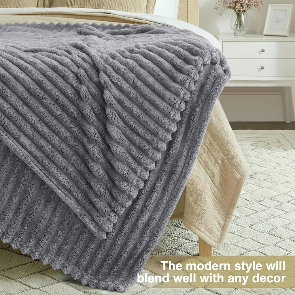 Cozy Fluffy Plush Blanket: Dark Grey