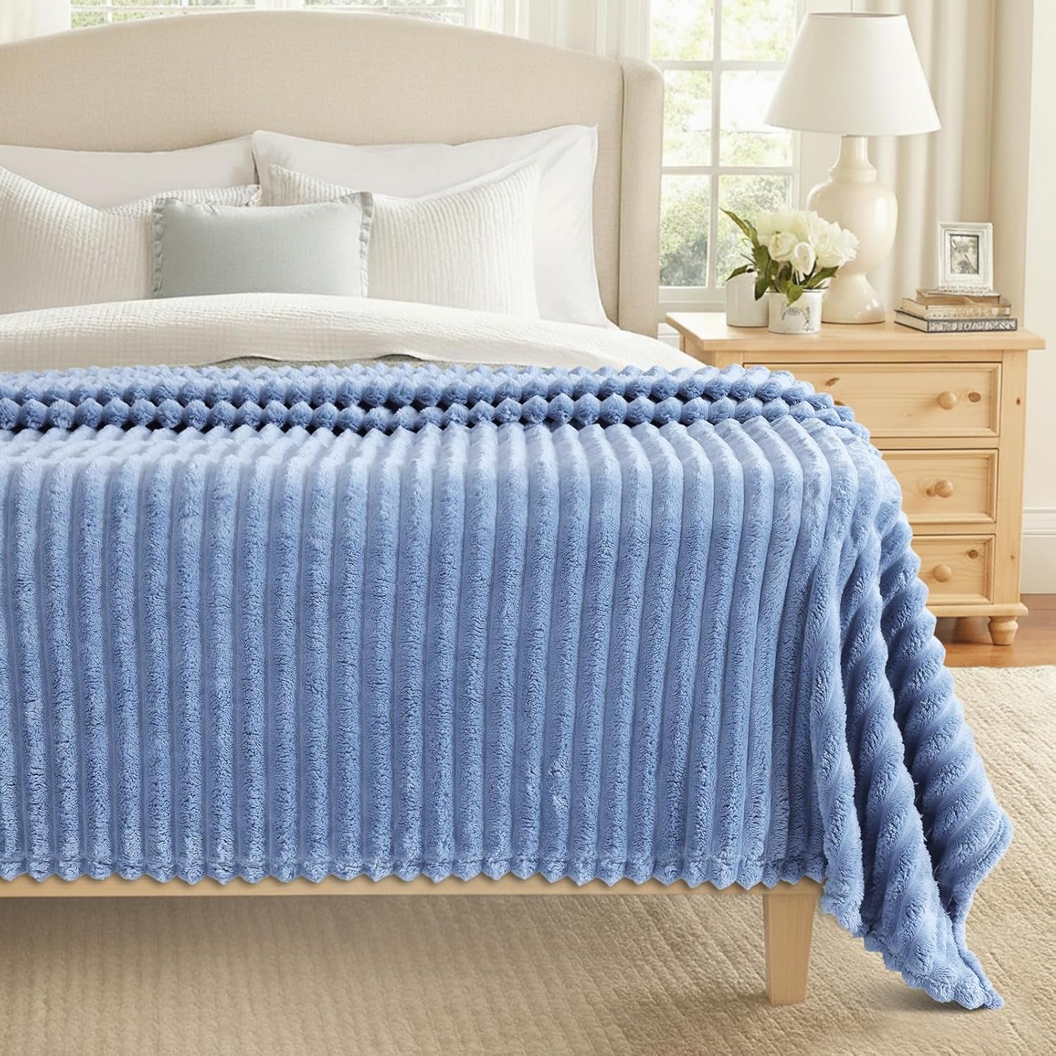 Cozy Fluffy Plush Blanket: Blue Grey