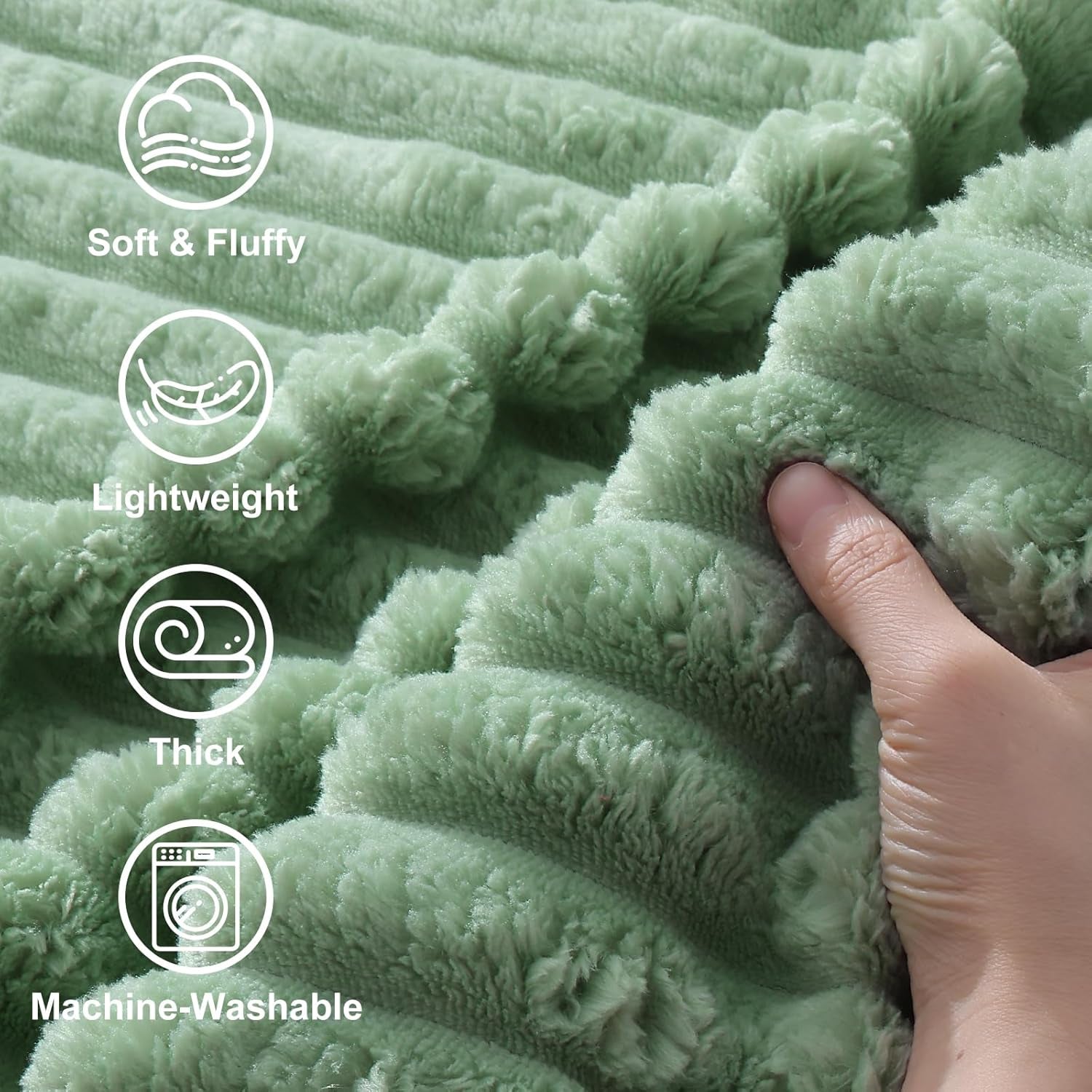 Cozy Fluffy Plush Blanket: Sage