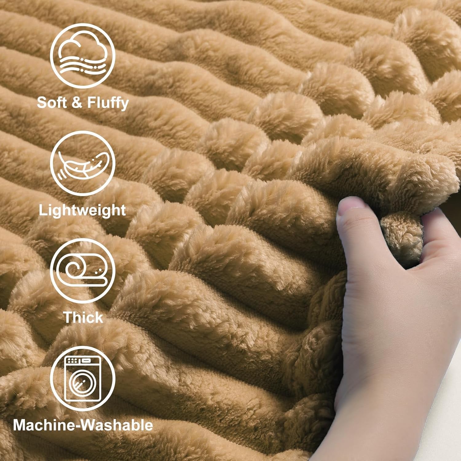 Cozy Fluffy Plush Blanket: Beige