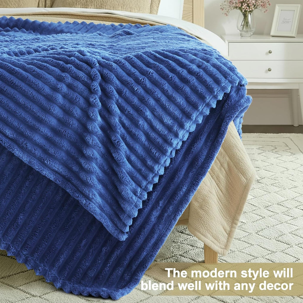 Cozy Fluffy Plush Blanket: Blue