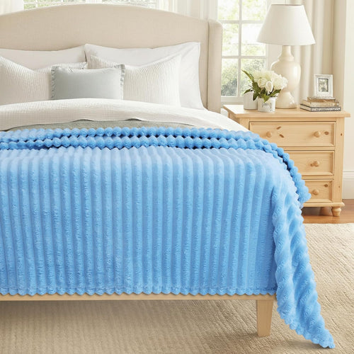 Cozy Fluffy Plush Blanket: Light Blue