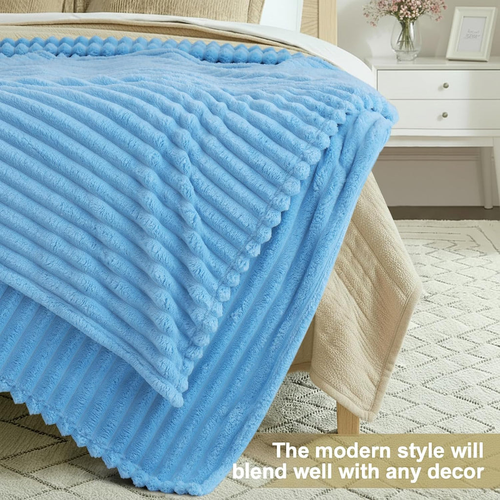 Cozy Fluffy Plush Blanket: Light Blue