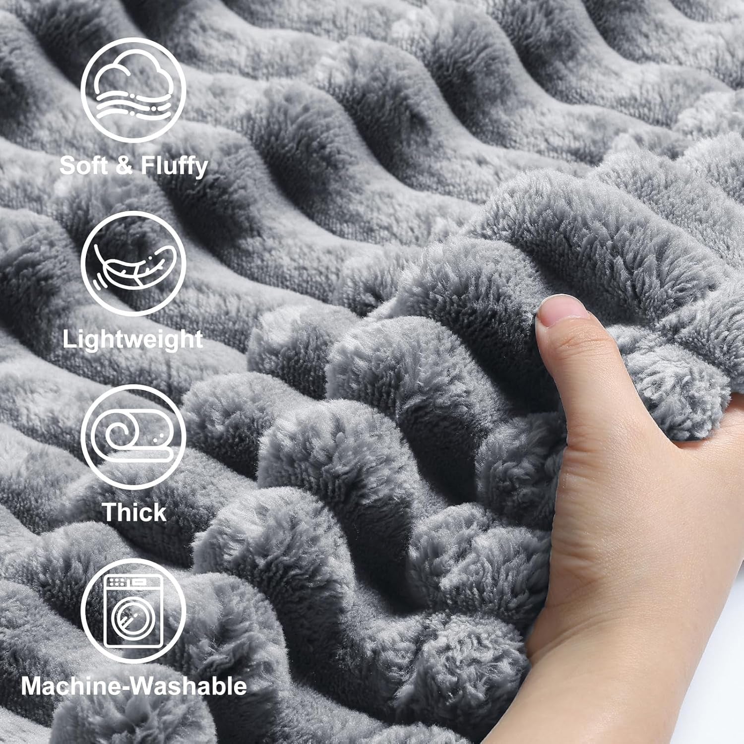 Cozy Fluffy Plush Blanket: Dark Grey