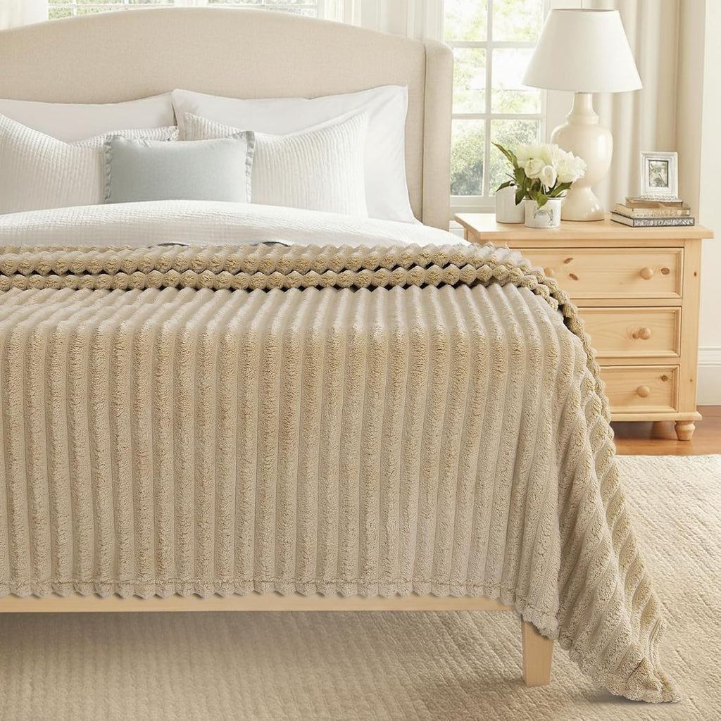 Cozy Fluffy Plush Blanket: Light Brown
